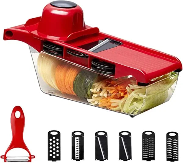 10 In 1 Mandoline Slicer Vegetable Cutter With Stainless Steel Blade Manual Potato Peeler Carrot Cheese Grater Dicer Kitchen Tool - Techtopia