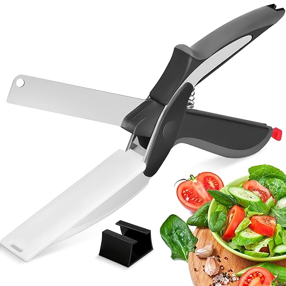 2 In 1 Clever Cutter Kitchen Scissors Quick Vegetable Cutter Vegetable Chopper