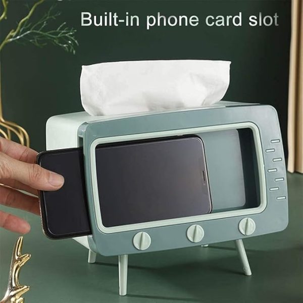 2 In 1 Tv Shape Tissue Box & Mobile Phone Or Photo Holder | Creative Tissue Boxes Retro Television Phone Holder - Techtopia