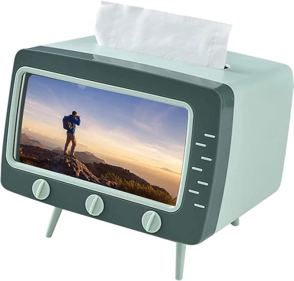 2 In 1 Tv Shape Tissue Box & Mobile Phone Or Photo Holder | Creative Tissue Boxes Retro Television Phone Holder - Techtopia