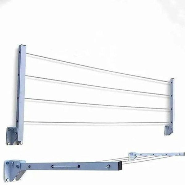 2 Pcs Iron Clothes Drying Stand With 60 Meters Rope – Durable / Wall Mounted Clothes Drying Rack