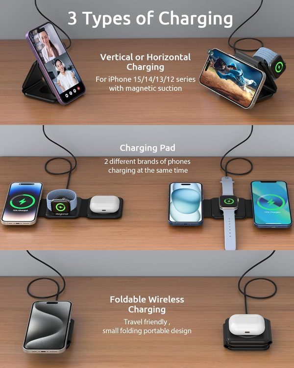 3 In 1 Foldable Wireless Charger Fast Magnetic Travel Wireless Charging Pad - Techtopia