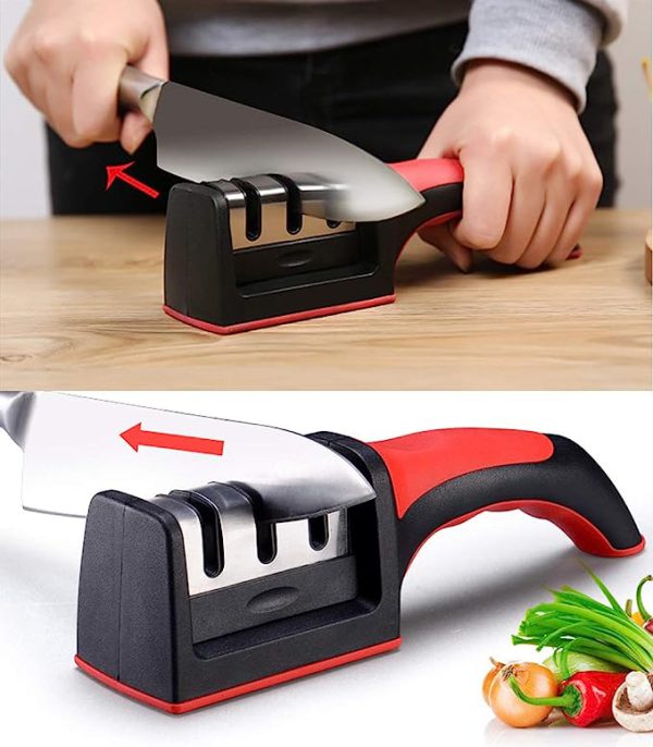 3-in-1 Knife Sharpener With Fruit And Meat Knife Peeler.3-stage Diamond Coated Knife Sharpener,kitchen Helper Three-piece Knife Sharpener Set With A Knife Ceramic Peeler - Techtopia