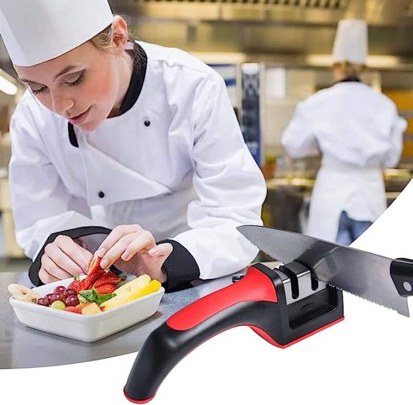 3-in-1 Knife Sharpener With Fruit And Meat Knife Peeler.3-stage Diamond Coated Knife Sharpener,kitchen Helper Three-piece Knife Sharpener Set With A Knife Ceramic Peeler - Techtopia