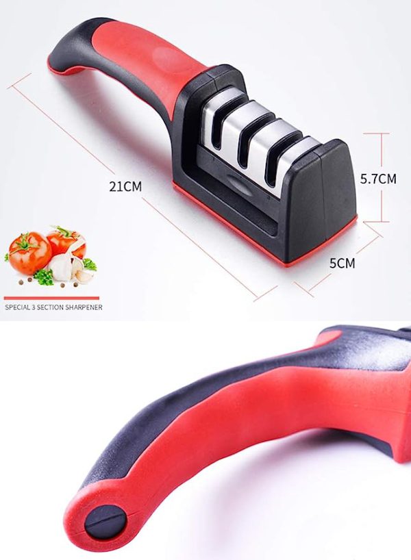 3-in-1 Knife Sharpener With Fruit And Meat Knife Peeler.3-stage Diamond Coated Knife Sharpener,kitchen Helper Three-piece Knife Sharpener Set With A Knife Ceramic Peeler - Techtopia