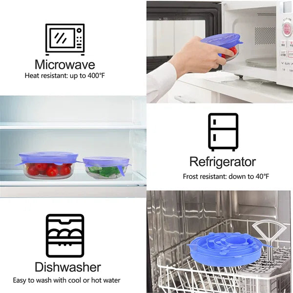 6pcs/set Silicone Lid Spill Stopper Universal Silicone Suction Lid-bowl Pan Silicone Cover Kitchen Pan Lids Cover Stopper Tools - Techtopia