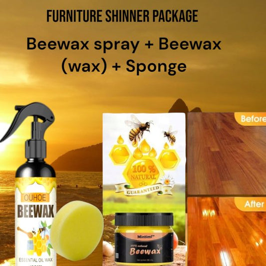 A Fresh Deal Beewax Spray (120ml) + Beewax 85g(wax) + Sponge Beeswax Furniture Polish And Cleaner