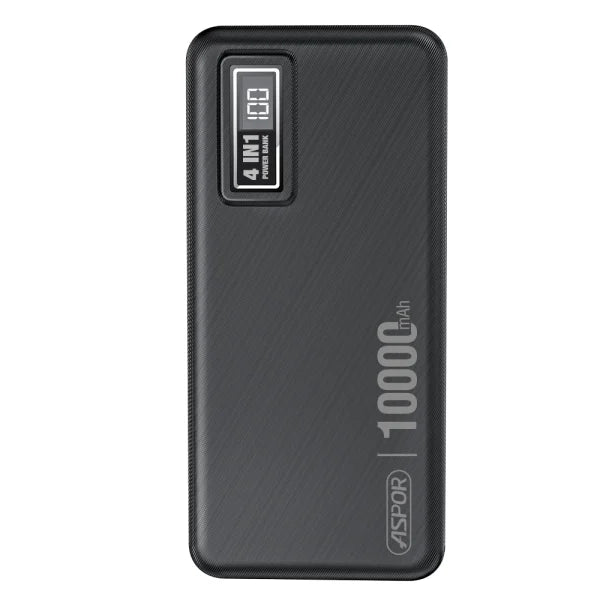 Aspor A300 Power Bank Original 10000mah Li-polymer Battery 4 In1 Power Bank Black - Techtopia