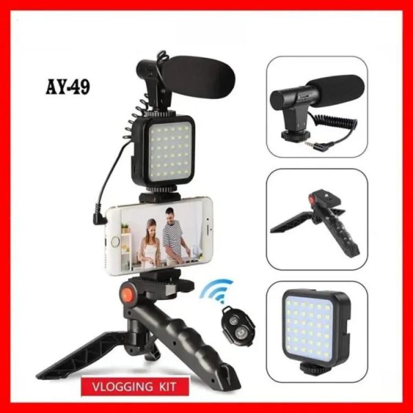 Ay-49 Video Making Kit Vlogging Tripod Triple Band Light - Techtopia