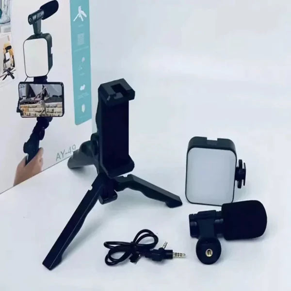 Ay-49 Video Making Kit Vlogging Tripod Triple Band Light - Techtopia