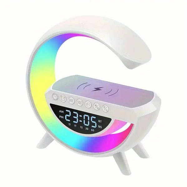 Bt- 3401 Multi-functional Led Clock Display Speaker G Lamp | Led Wireless Charging Speaker, G-shaped Speaker Light, Bluetooth Mp3 Player, Night Light And Alarm Clock, For Living Room - Techtopia