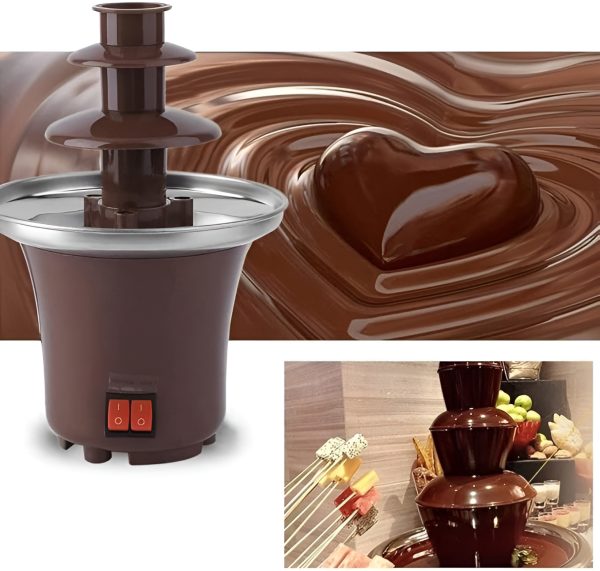 Chocolate Fountain 3-tier Mini Chocolate Tower Three Layer Melting Fondue Pot