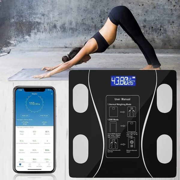 Digital Bathroom Body Weight Scales With Body Tape Measure, Smart Bluetooth Usb Charging Scale For Bmi And Weight Loss - Techtopia