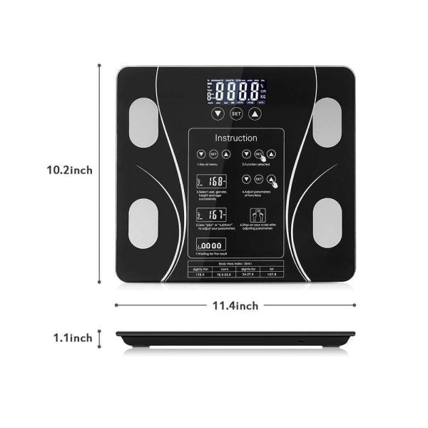 Digital Bathroom Body Weight Scales With Body Tape Measure, Smart Bluetooth Usb Charging Scale For Bmi And Weight Loss - Techtopia