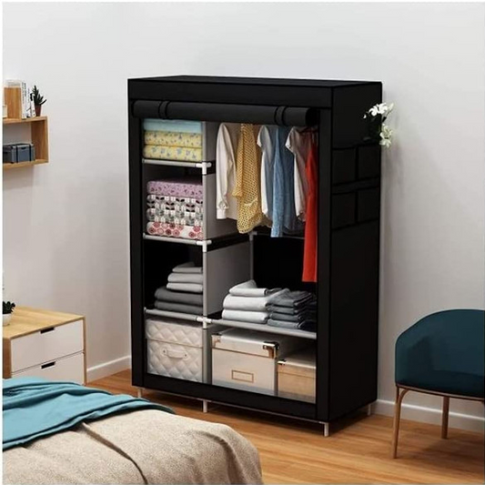 2 Door Foldable Canvas Storage Wardrobe Almari Model 88105