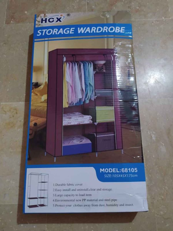 2 Door Foldable Canvas Storage Wardrobe Almari Model 88105