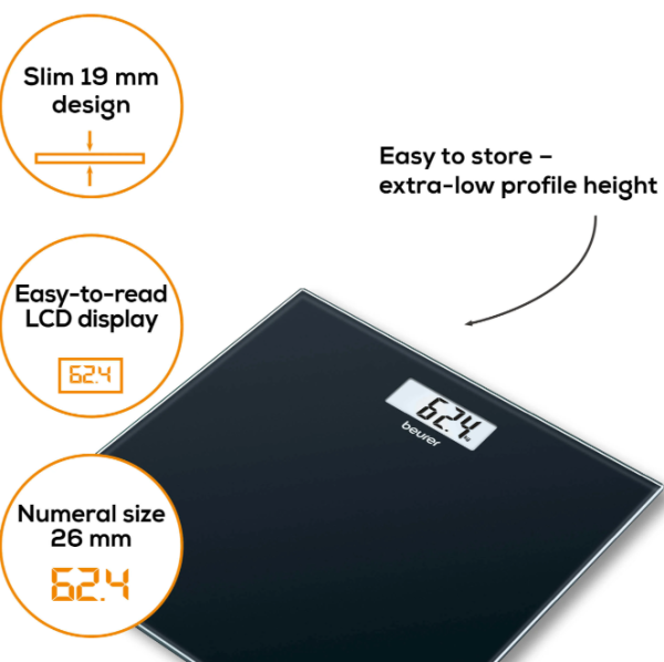 Gs10 Beurer Digital Weight Scale With Lcd Display Kg/pound Adjustable - Techtopia