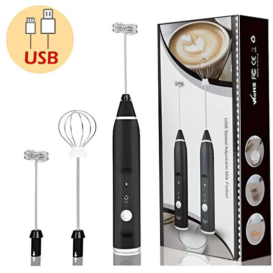 Handheld Electric Milk Frother Whisk Egg Beater Usb Rechargeable Coffee Blender Mixer Foamer Food Blender - Techtopia