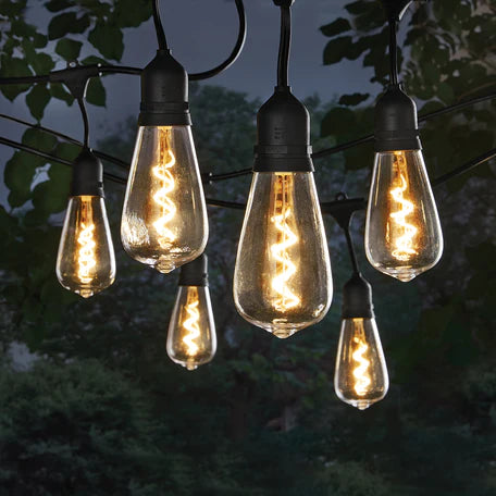 Indoor/outdoor Plug-in Led String Light, W/ St64 – Novelty Bulbs, Black – Each - Techtopia