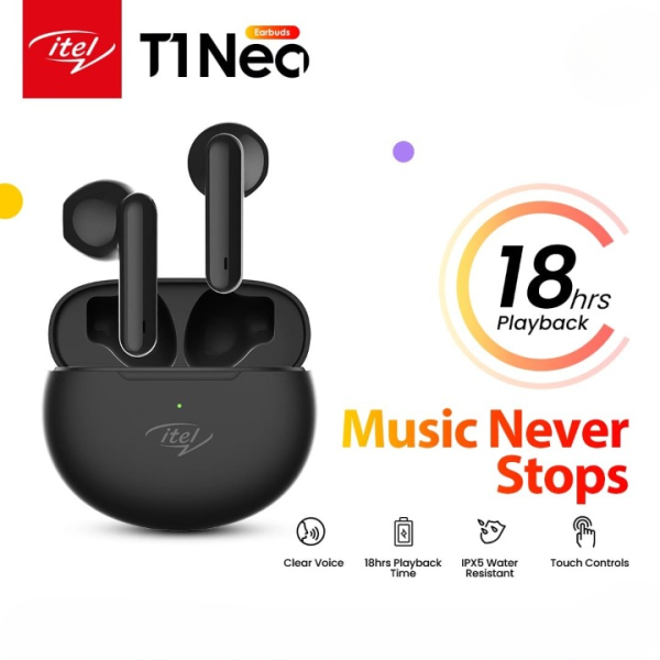 Itel Earbuds Model T1 Neo 18 Hours Playback - Techtopia