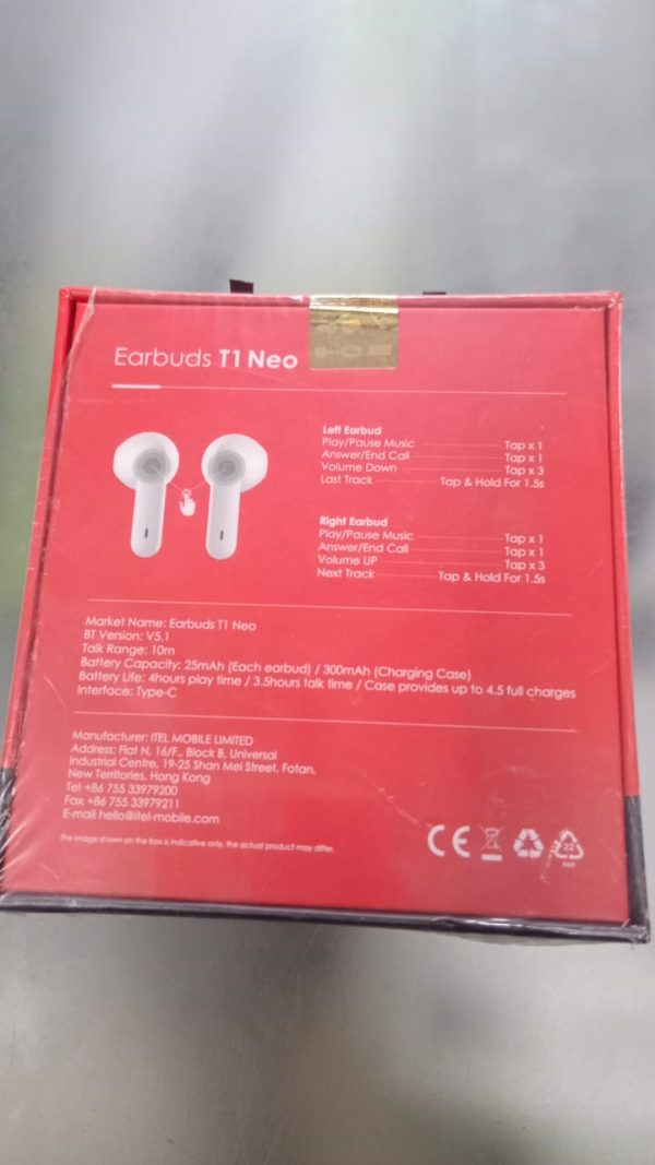 Itel Earbuds Model T1 Neo 18 Hours Playback - Techtopia