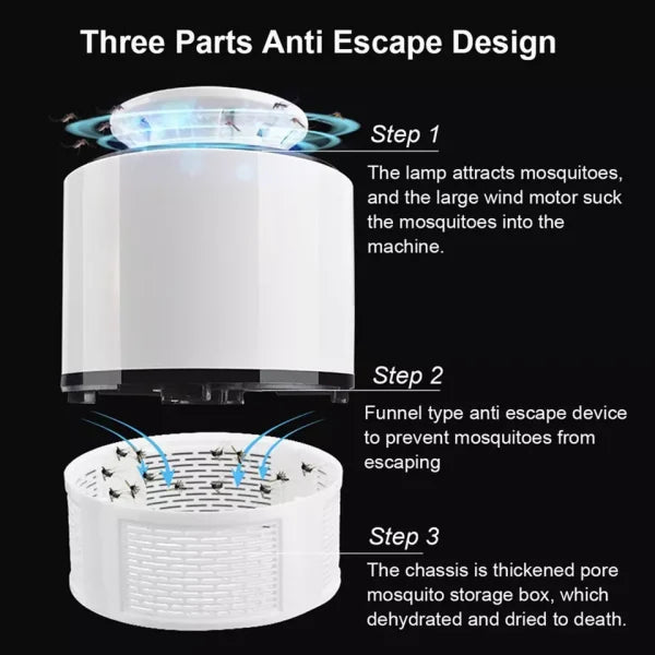 Mosquito Trap With Killer Lamp | Eco Friendly Chemical Free Usb Connected Uv Led Light Fly Bug Di-speller With Suction Fan Repellent Lamp - Techtopia