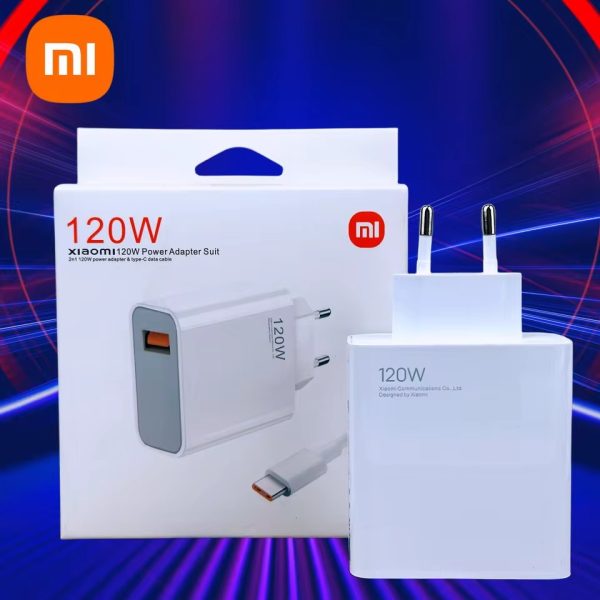 Original Xiaomi Branded 120w Eu Plug Qc 3.0 Fast Quick Wall Charger With Cable - Techtopia