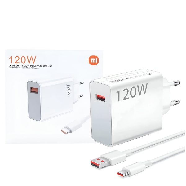 Original Xiaomi Branded 120w Eu Plug Qc 3.0 Fast Quick Wall Charger With Cable - Techtopia