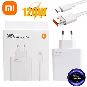 Original Xiaomi Branded 120w Eu Plug Qc 3.0 Fast Quick Wall Charger With Cable - Techtopia