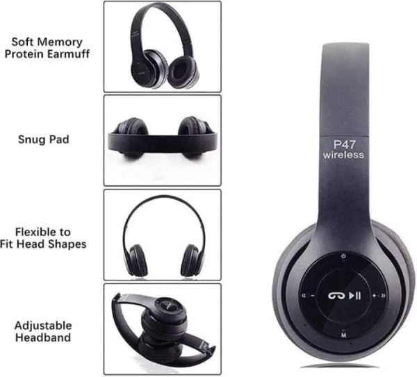 P47 Wireless Headphones Invincible Ultra Small Bluetooth Headset For Gaming - Techtopia