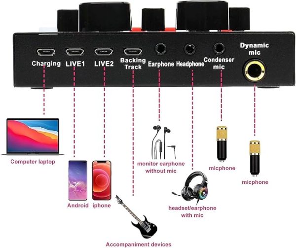 Podcast Mic Set With Live Sound Card,condenser Microphone With Rechargeable 12 Kinds Of Auxiliary Background For Karaoke Singing, Youtube Recording - Techtopia