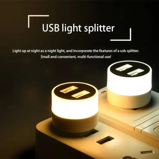 Portable Usb Night Light Splitter With 2 Ports For Laptop,pc And Charging - Techtopia