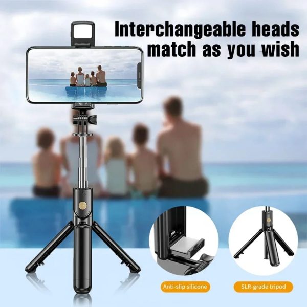 R1s Selfie Stick With Tripod | Bluetooth Foldable Selfie Rod With Remote Control For Phone Action Camera Iphone ﻿with Flash Light - Techtopia