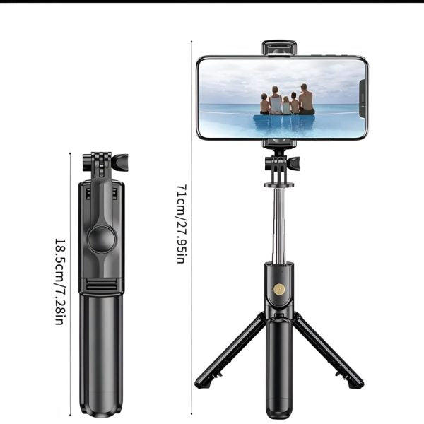 R1s Selfie Stick With Tripod | Bluetooth Foldable Selfie Rod With Remote Control For Phone Action Camera Iphone ﻿with Flash Light - Techtopia