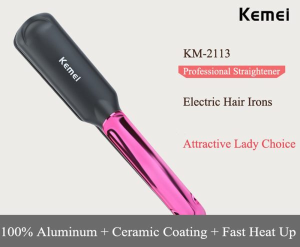 Kemei Km – 2113 Tourmaline Ceramic Coating Styling Tools Fast Heating Flat Iron Professional Electric Hair Straightener | Best Quality Straightener