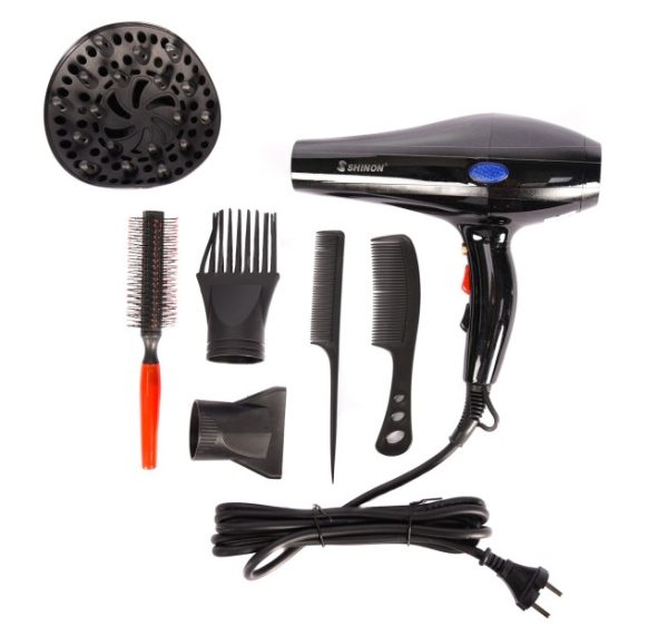 (black )shinon Hair Dryers Salon Home Used Professional Blow Hair Dryer With Complete Accessories - Techtopia