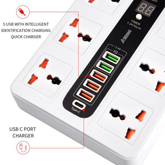 Ultra High Speed Socket Bkl-11 Sockets 5 Usb 1 Bd 2 Meter 3000 Watts Power Socket