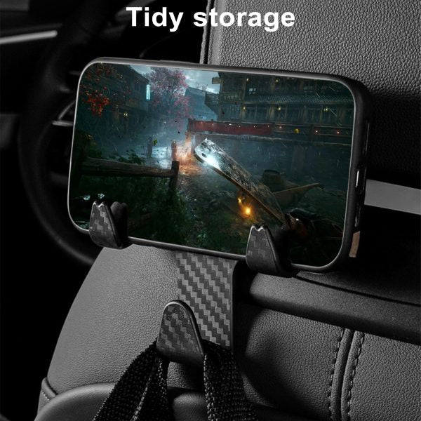 Universal Car Seat Back Hook Headrest Hanger Bag Clothes Hanging Storage Hooks With Phone Holder Duarable Hook Auto Interior Accessories ₨249 - Techtopia