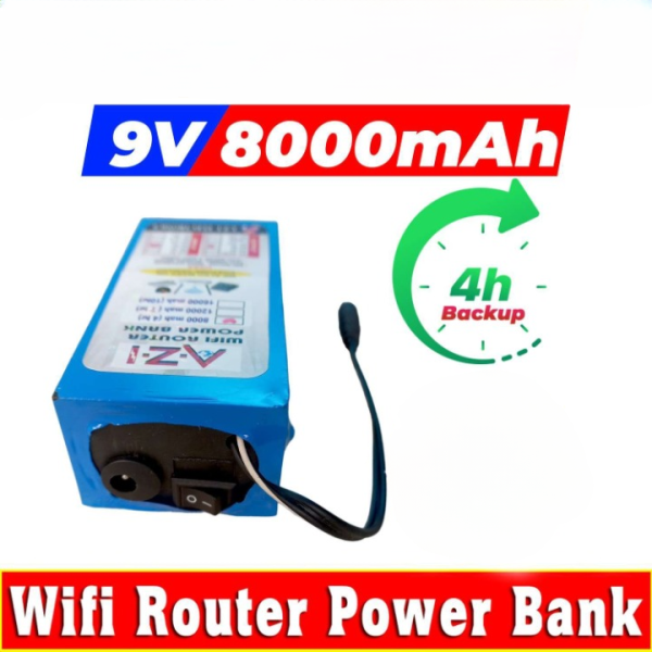 Wifi Router Power Bank 9v 8000mah Any Wifi Router Power Bank Ups Fiber Optic Routers Cctv Camera 4 Hours Backup - Techtopia